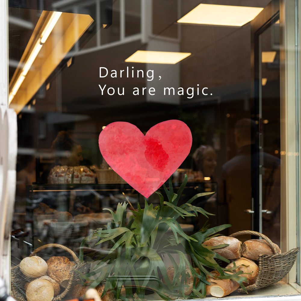 简约爱心ins风七夕情人节装饰女装珠宝首饰店铺玻璃静电贴窗花贴