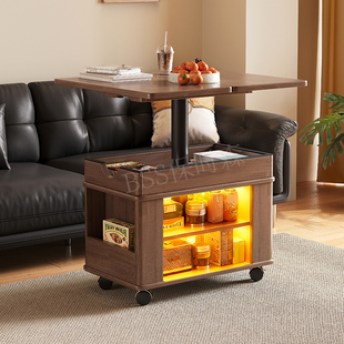 实木折叠茶几可升降小户型简约客厅家用沙发边柜可移动小推车边几