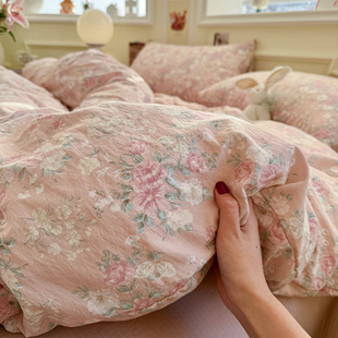 A类双层纱床上四件套纯棉全棉新款卡通床单被套罩学生宿舍三件套4