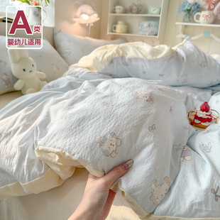 a类全棉双层纱四件套100纯棉纱布单独被套床单学生宿舍床上三件套