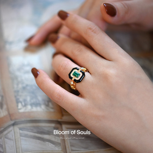 《绿洲彼岸》原创纯银黑玛瑙戒指