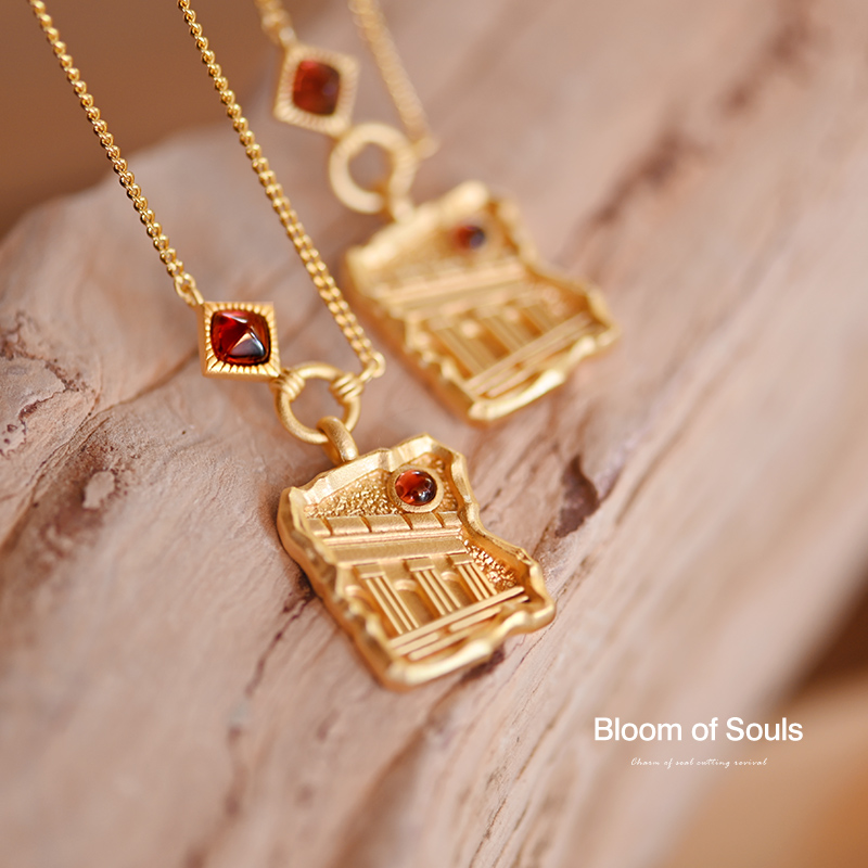 法式轻奢复古时间遗址锁骨链纯银