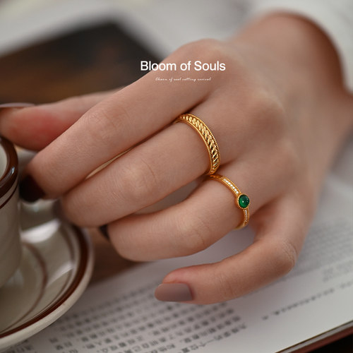 《抹茶甜圈》原创纯银绿玛瑙戒指