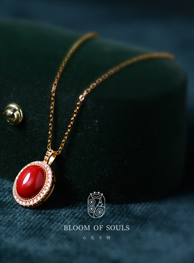 红色项链S925纯银电镀真金本命年吊坠锁骨链小众设计礼物简约精致