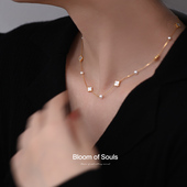 复古精致纯银高级感 天然淡水珍珠贝母满天星项链轻奢法式 云霭