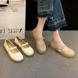 玛丽珍小皮鞋女2024新款春秋季配裙子鞋子女单鞋温柔风晚晚鞋