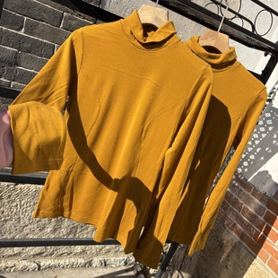 高领打底衫 外贸日单女士修身 弹力纯色T恤上衣 立体剪裁 出口岛国