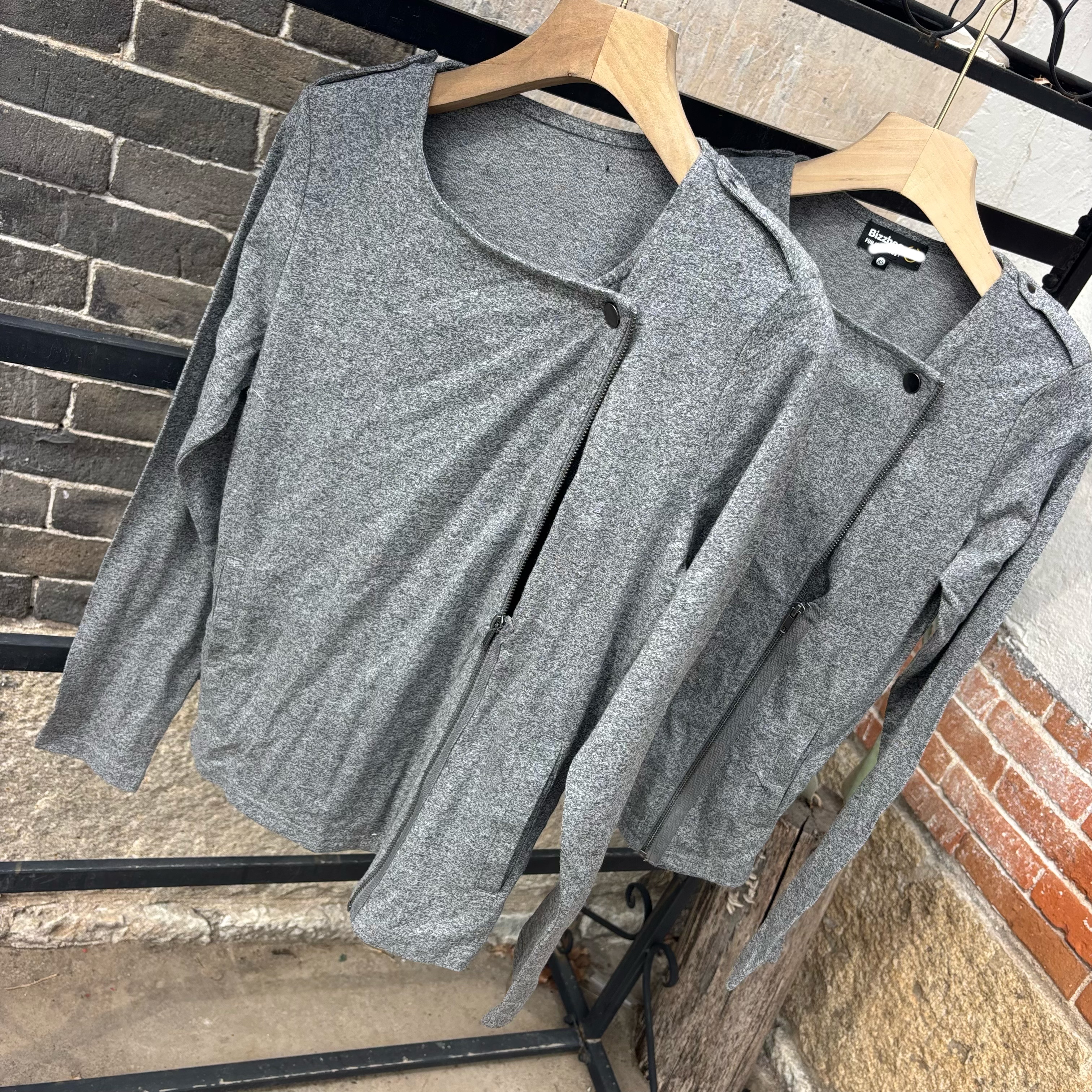 贵牌！外贸原单女士薄款纯棉拉链开衫小西装外套上衣外搭卫衣修身