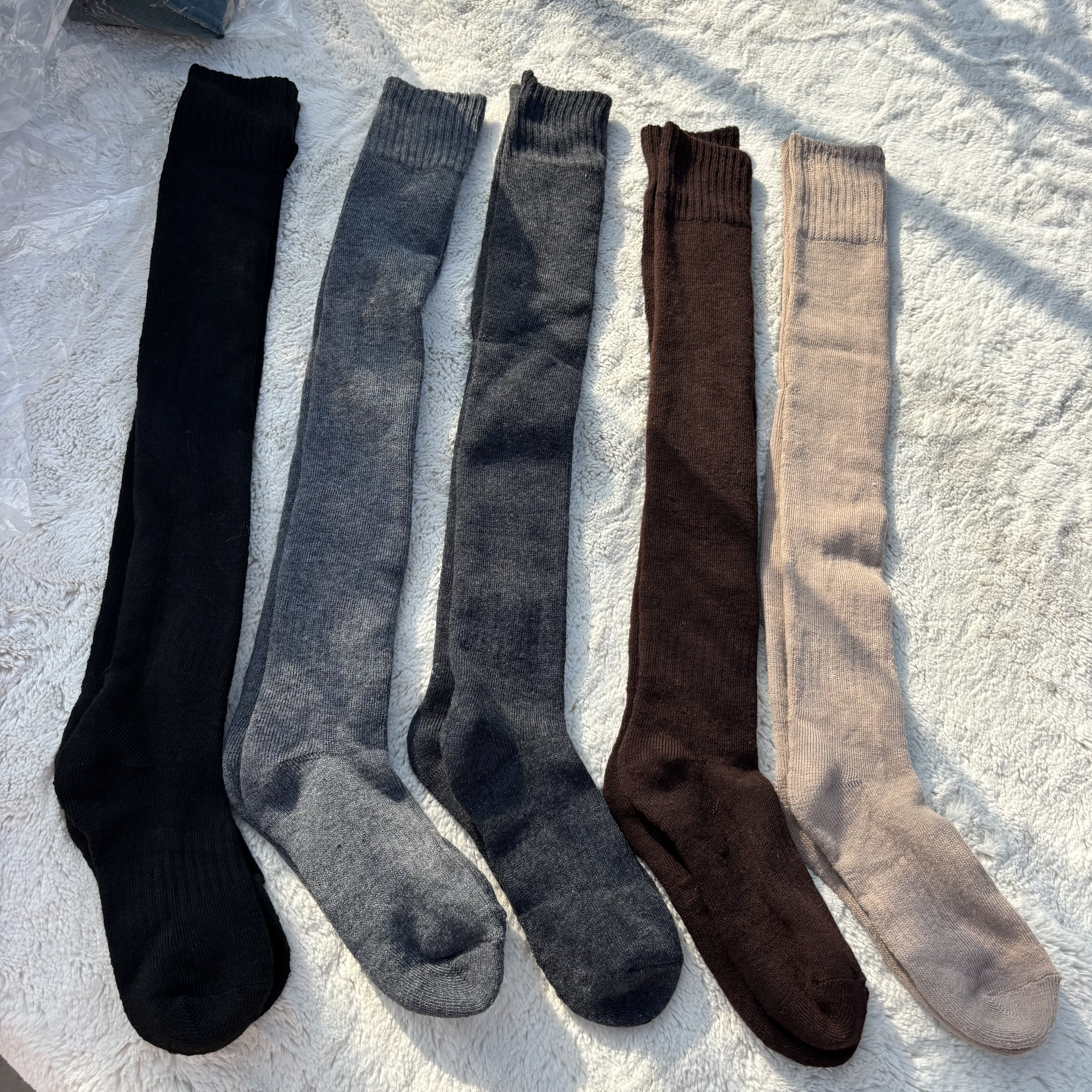 外贸日单过膝袜子女长筒袜纯棉毛巾加厚小腿袜高筒袜护膝堆堆袜套