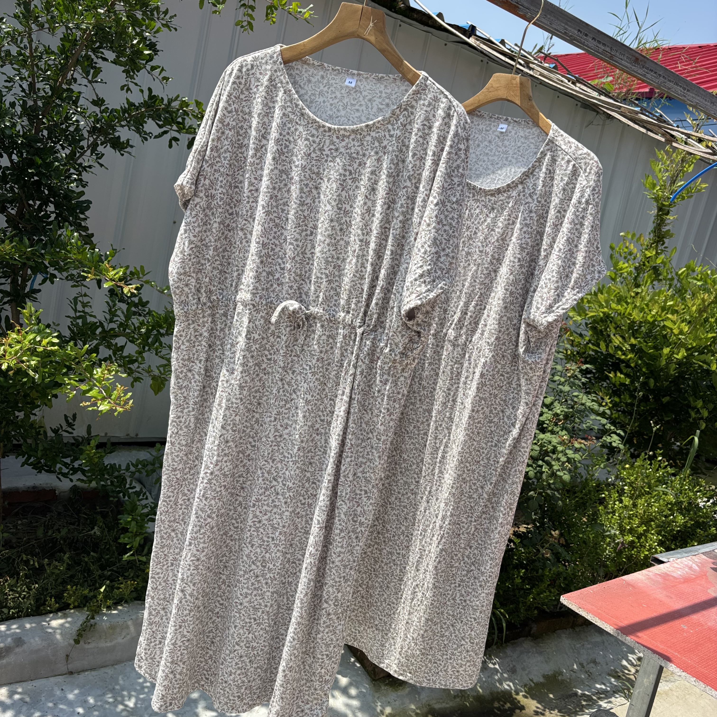 日单大版!外贸女士复古小清新碎花连衣裙宽松大码短袖家居睡裙子