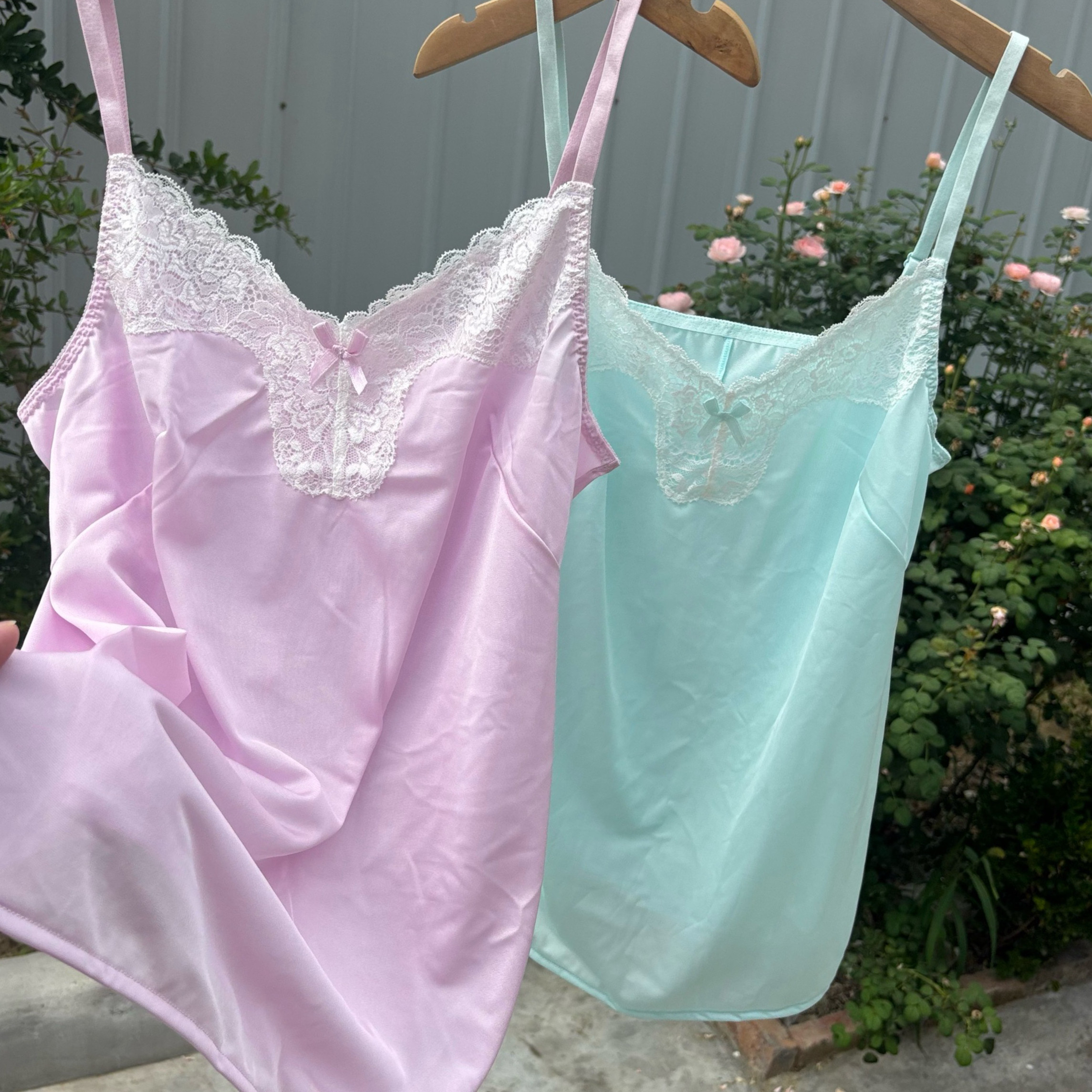 好丝滑!外贸出口日单女性感大码蕾丝吊带纯色冷感家居服上衣睡裙