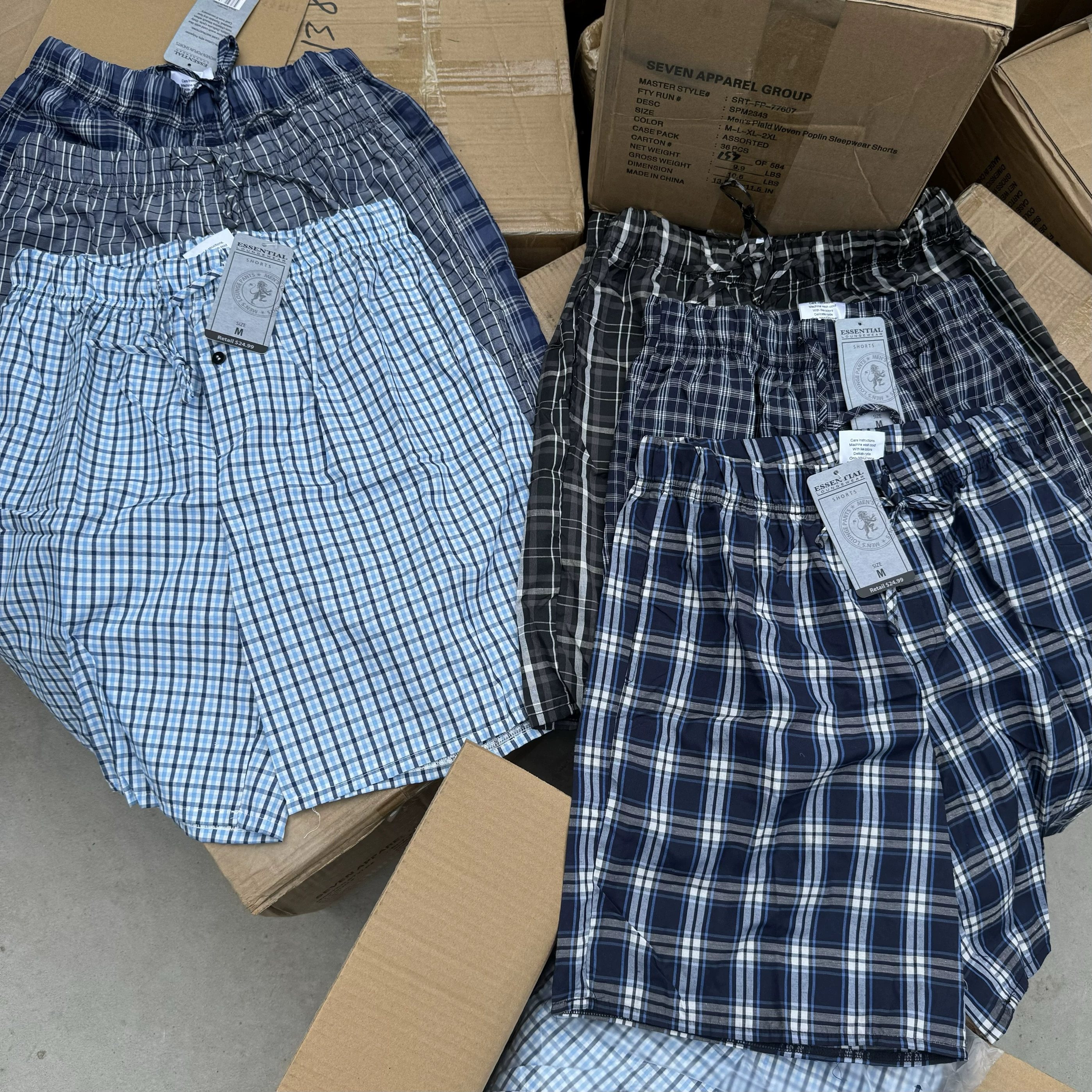 出口美国原单男士夏季薄款抽绳可调节透气家居短裤沙滩五分阿罗裤