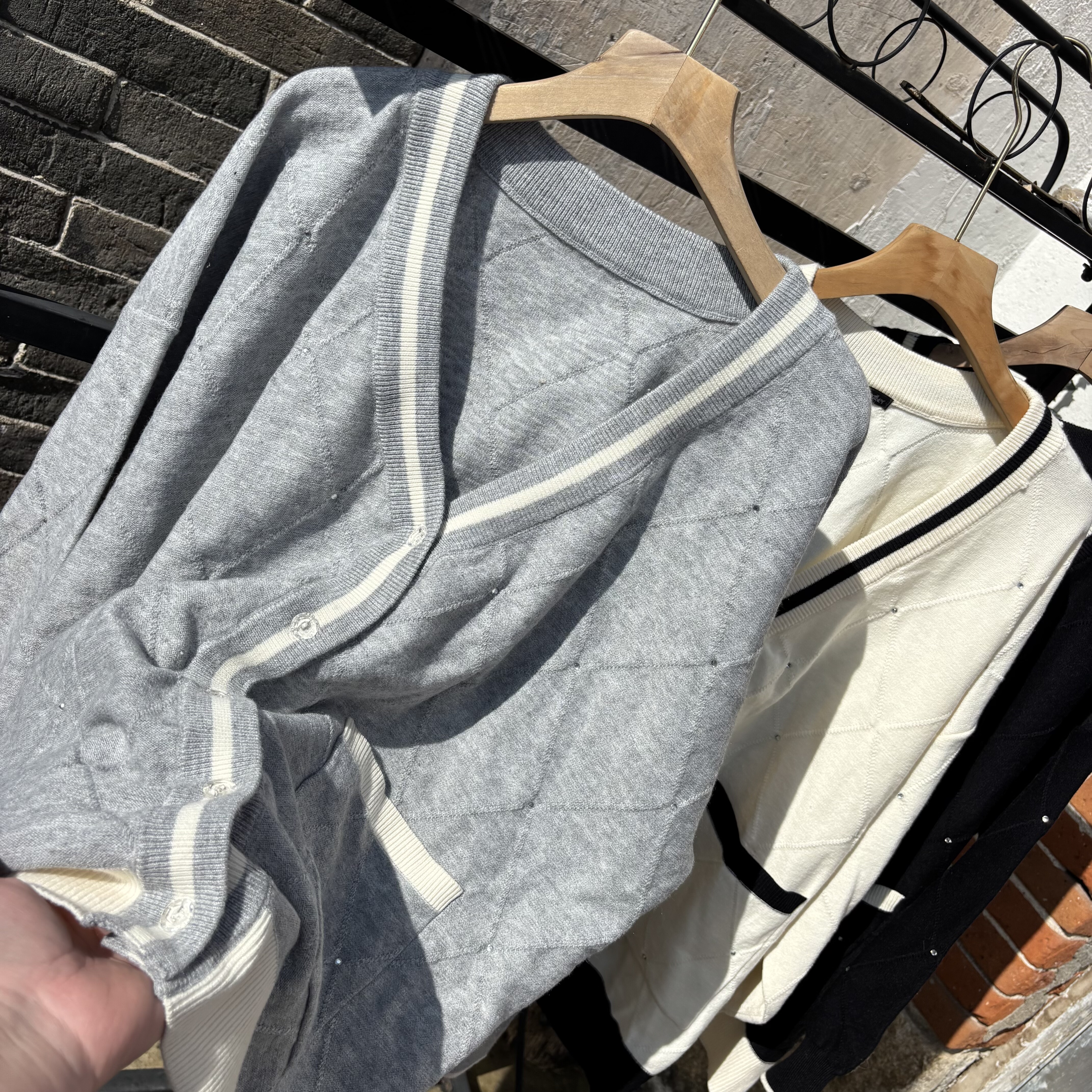 外贸日单贵牌hea*her女大码加厚宽松春秋v领针织开衫长袖毛衣外套