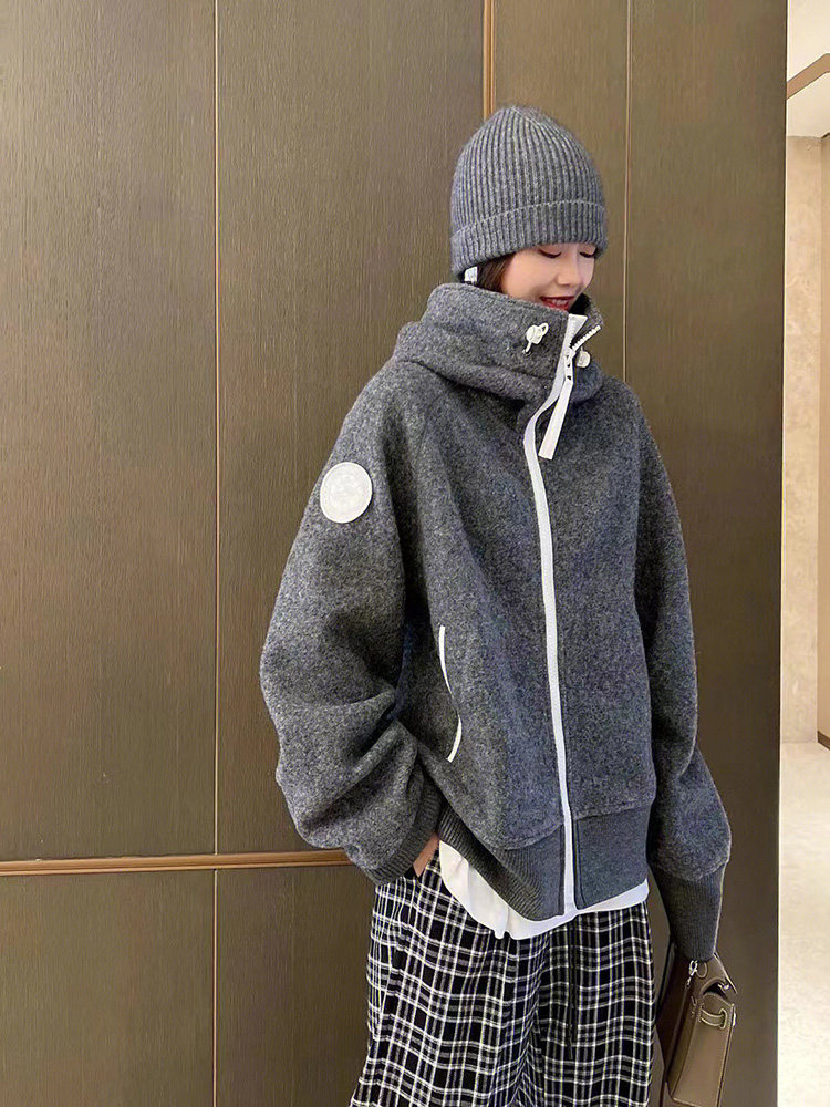 심플한 스타일 틈새 후드 재킷 2024 가을 겨울 새로운 기질 캐주얼 스포츠 스타일 다재다능한 루즈 슬리밍 가디건