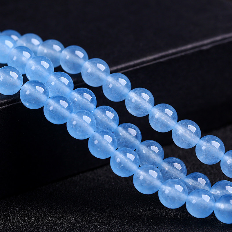 浅蓝玉髓散珠diy手工水晶手链项链饰品配件材料蓝色石英岩玉散珠
