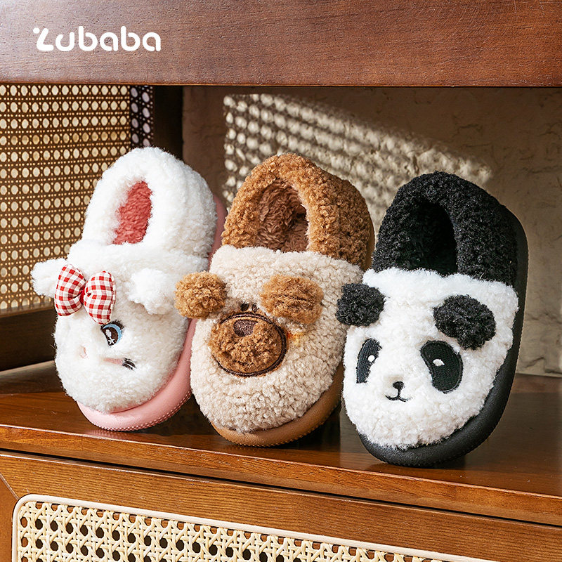 2025新款可爱熊猫包跟儿童棉拖鞋