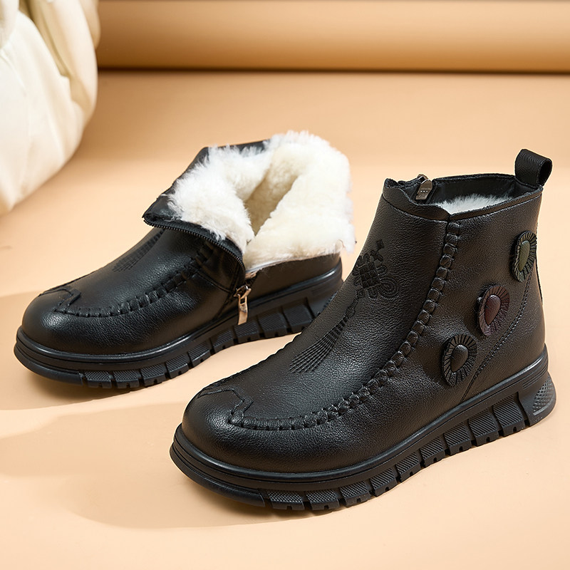 冬季妈妈棉靴女加绒保暖软底防滑老人短靴加厚休闲圆头羊毛棉鞋女,女鞋,棉鞋,淘宝优惠券,粉丝福利购,淘宝优惠卷