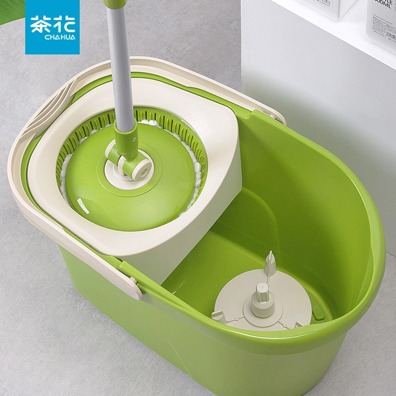 茶花旋转式拖把免手洗甩干家用一拖净地拖拖地懒人拖布墩布拖把桶