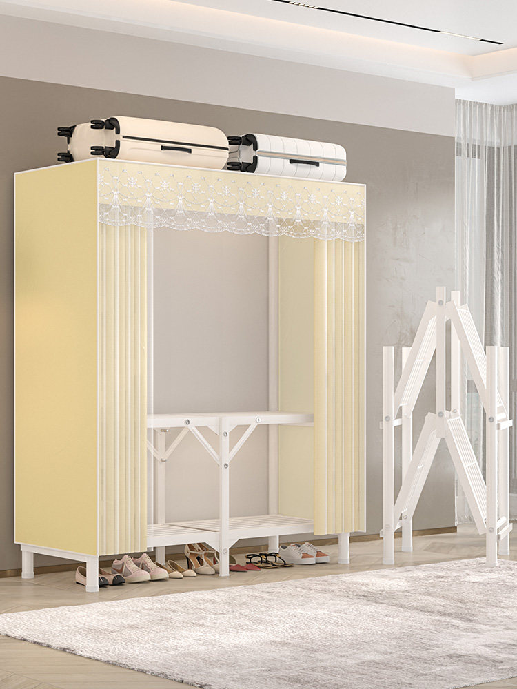 简单的布衣柜家庭卧室出租房全钢框架坚固耐用的经济折叠组装存储