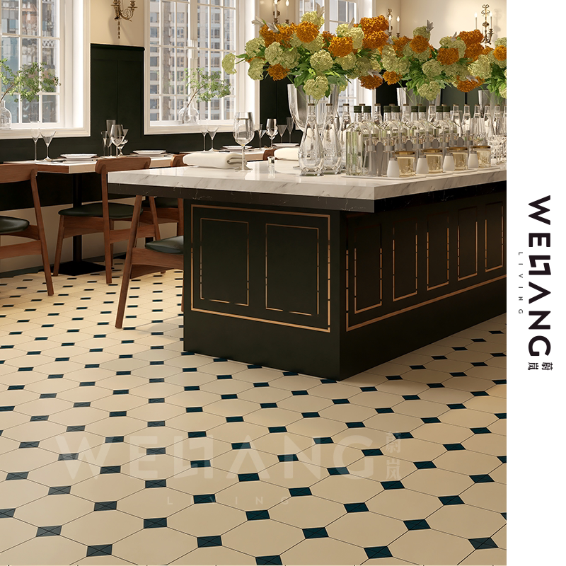 美式复古墨绿色小花砖厨房阳台浴室餐厅玄关服装店民宿酒店墙地砖