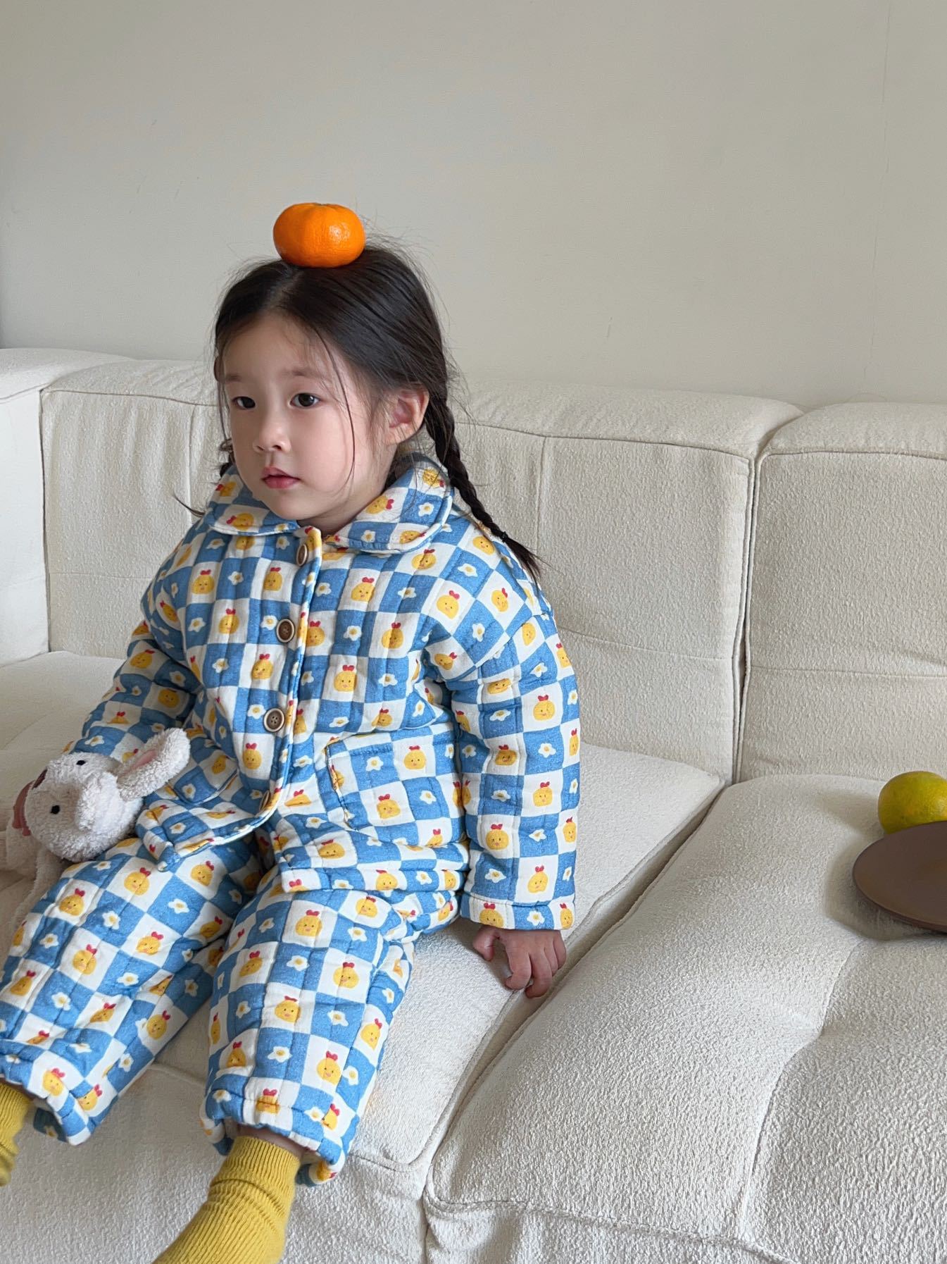 儿童睡衣套装女童冬季加绒加厚三层夹棉宝宝卡通家居服纯棉保暖冬