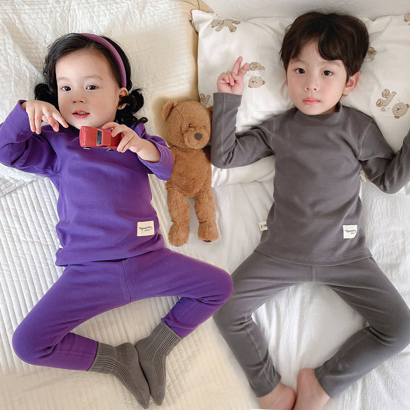 儿童纯棉半高领秋衣秋裤内衣套装