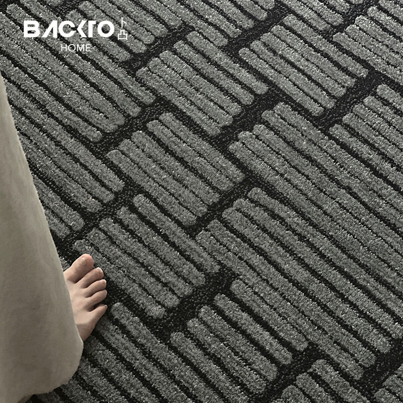 BACKTO卜凸家居中古风简约侘寂灰色羊毛地毯客厅茶几地垫加厚耐脏