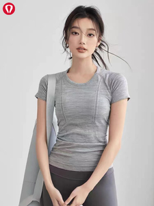 lulu运动短袖夏季跑步速干T恤女紧身瑜伽服上衣普拉提训练健身服
