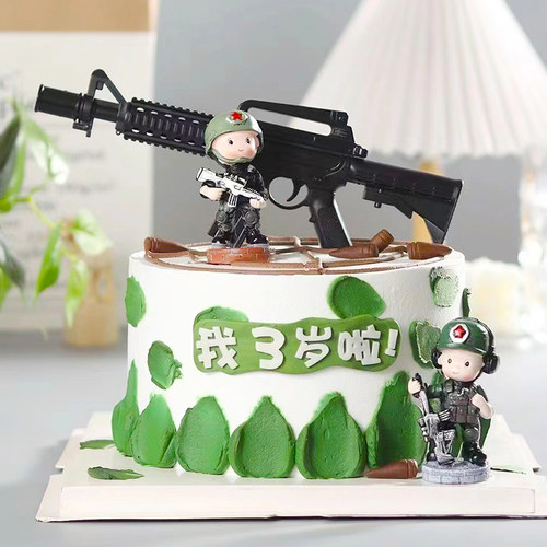 特种兵玩具枪蛋糕装饰摆件