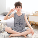 男孩 莫代尔男童睡衣夏季 薄款 儿童背心套装 大童夏天空调家居服套装