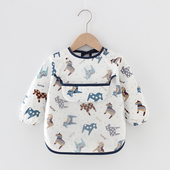 宝宝吃饭罩衣防水防脏婴儿围兜长袖 反穿衣男女童纯棉护衣儿童围裙