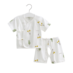 新生婴儿衣服夏季薄款纯棉和尚0初生3月分体开裆夏装宝宝短袖套装
