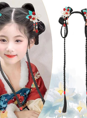 汉服假发包儿童发饰古装盘发一体式发箍女童古风假发造型发髻头饰