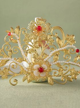 古风头饰敦煌飞天发冠唐风汉服头冠金色华丽步摇明制复古宫廷配饰