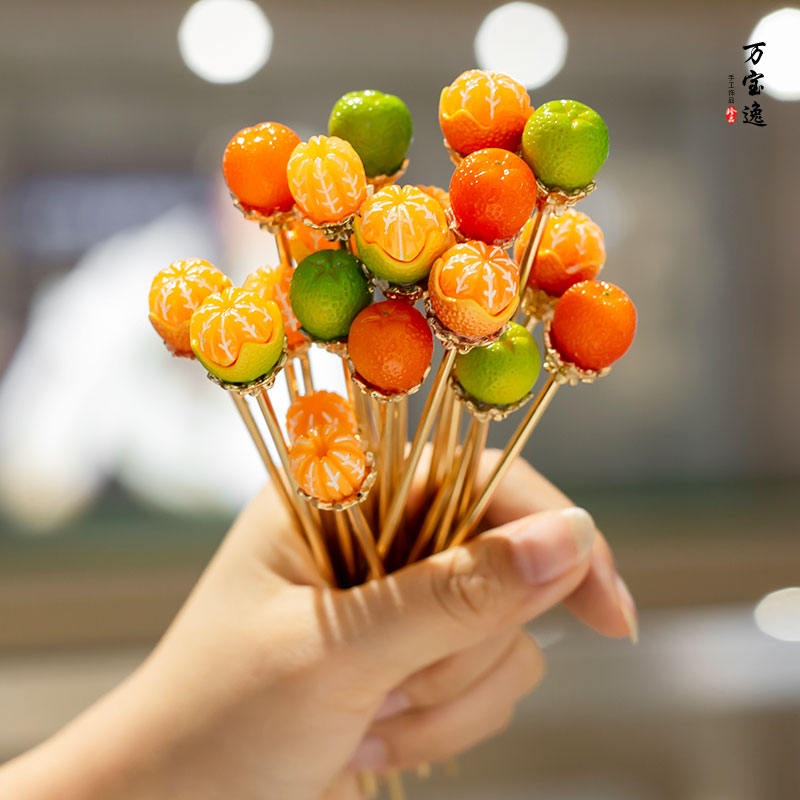可爱百搭橘子发簪古风汉元素簪子