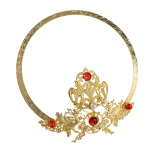 敦煌飞天圣女光环发冠古风汉服头饰古装神女配饰供养光圈金环发饰