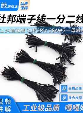 杜邦端子线 杜邦2.54连接线 杜邦2Pin 28AWG一分二线 一母转两公