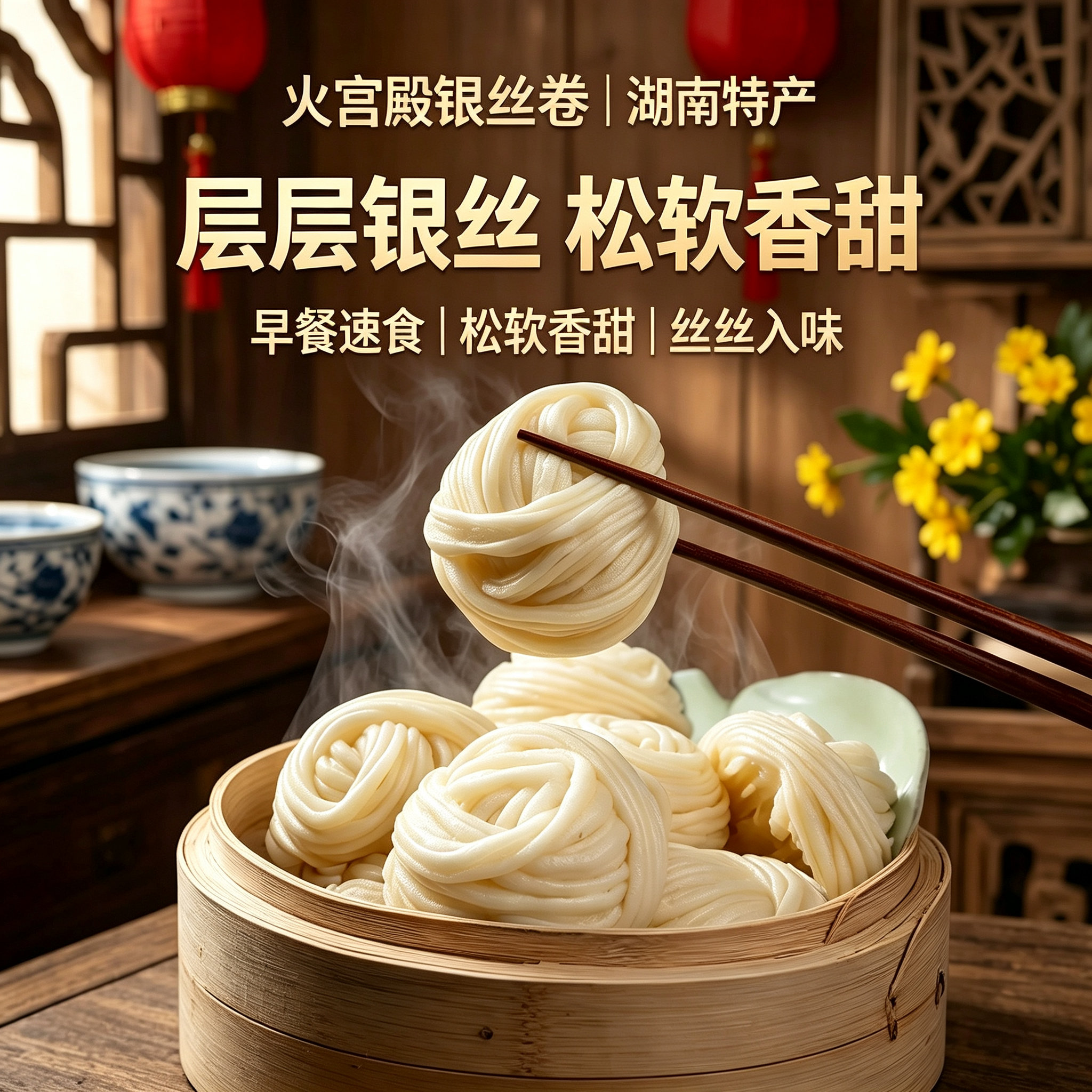 火宫殿银丝卷早餐半成品湖南特产甜花卷加热即食营养早点馒头包子