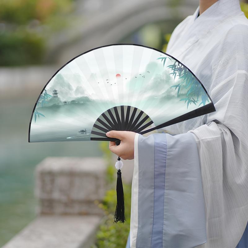 夏季舞蹈复古风晨袍汉服随身扇