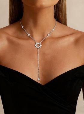 亚马逊新款星星镶钻Y形项链时尚气质轻奢颈链小众百搭长款饰品女