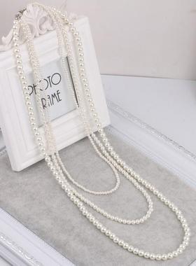 工厂直销长款气质多层珍珠毛衣链女项链韩版时尚百搭服饰挂件
