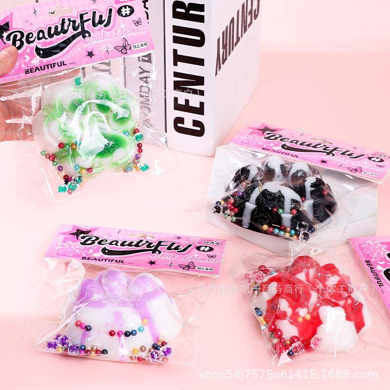 创意新配色仿真食玩捏捏烂泥感解压减压玩具亮砂珍珠捏捏猫爪