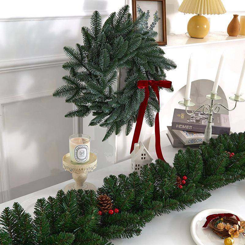 亚马逊爆款圣诞装饰品花环花圈橱窗布置门挂藤条场地布置圣诞花环