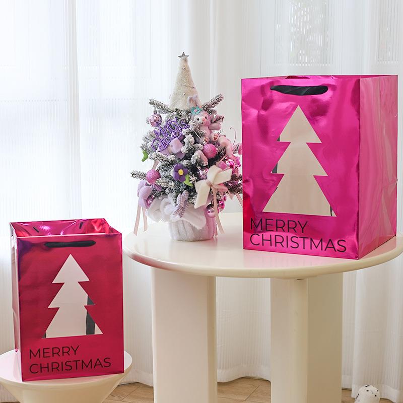 节日大号玩具玩偶袋牛皮色玫红色鲜花手提袋时尚创意鲜花袋子