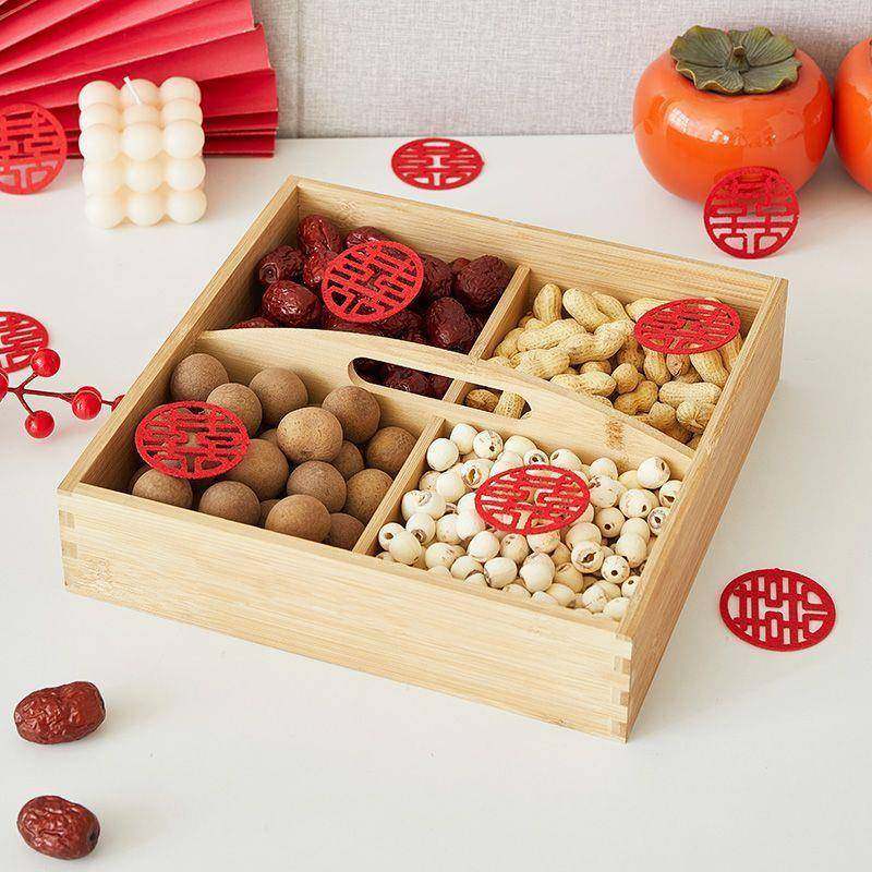 订婚结婚四宫格木盒果盘早生贵子盒子订婚宴小摆件桌面干果盒提篮,节庆用品/礼品,陪嫁用品套装,淘宝优惠券,粉丝福利购,淘宝优惠卷