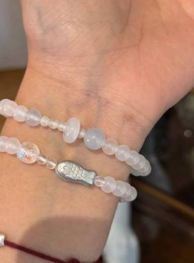 海盐奶冻蓝玉髓白色清新白玉手串简约百搭玉石手腕闺蜜礼物女款