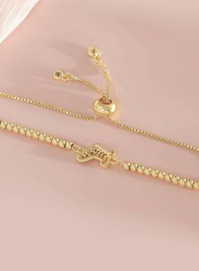 跨境热销圣诞款可爱袜子吊坠镶锆石可调节伸缩链轻奢小众百搭手链