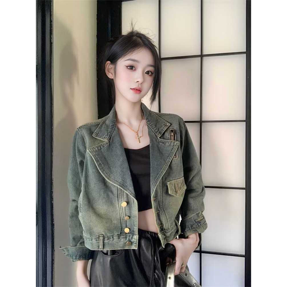 港风复古牛仔短外套女春秋新款潮短外套