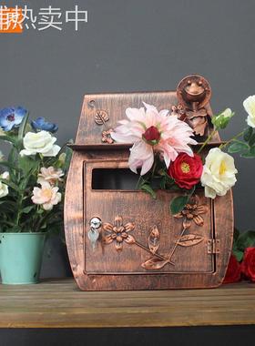 动物邮箱欧式田园风格复古铁艺壁挂信报箱花园阳台金属工艺品装饰