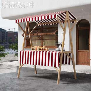 花车货架集市摆摊棚可折叠木制遮阳户外奶茶首饰子集折叠桌小推车